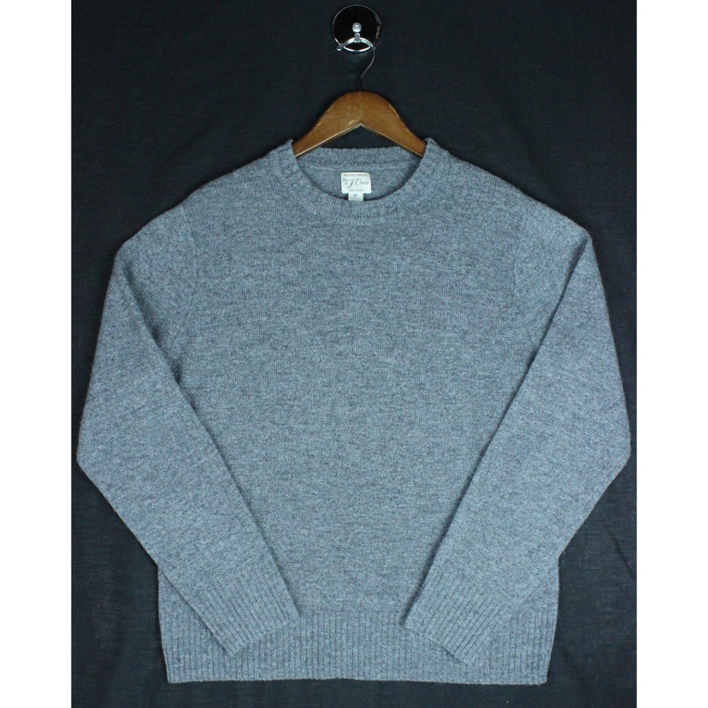 J.Crew Rugged Merino Wool Blend Crewneck Sweater Gray Mens Medium Quiet Luxury